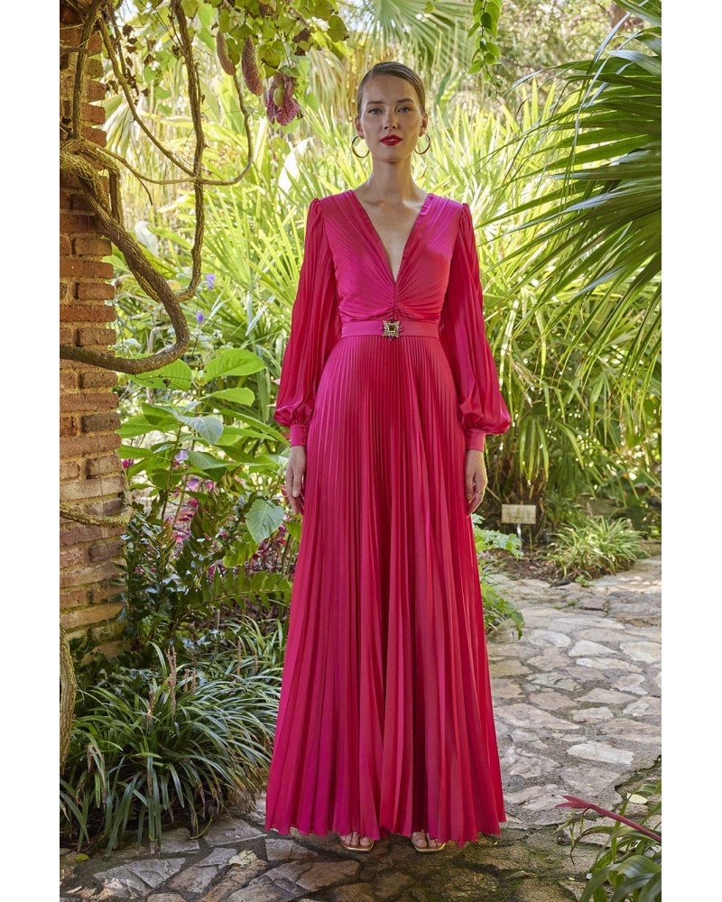 VESTIDO LARGO PLISADO CARLA RUIZ(artículo sin cambio ni devolución)