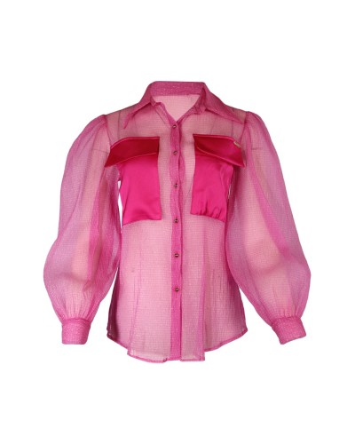 CAMISA SEMITRANSPARENTE MANGA ABALONADA SAHOCO